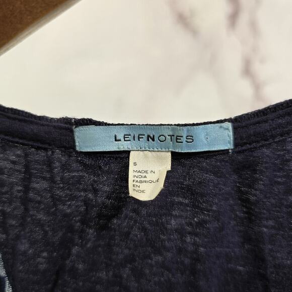 Anthropologie Top Womens Small Navy Blue Tank Racerback Lace Leifnotes - Picture 3 of 9